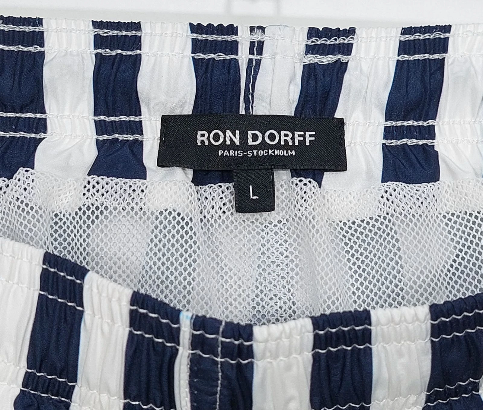Ron Dorff vertical stripes swim shorts - white / navy L – photo 2